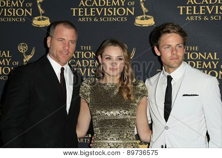 LOS ANGELES - APR 24: Sean Carrigan, Hunter King, Lachlan Buchanan at The 42nd Daytime Creative Arts Emmy Awards Gala at the Universal Hilton Hotel on April 24, 2015 in Los Angeles, California