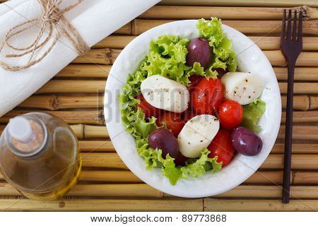 Salad Of Heart Of Palm (palmito), Cherry Tomatos, Olives, Pepper