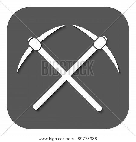 The Pick Icon. Pickax Symbol. Flat
