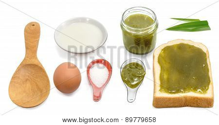 Thai Custard Bread Ingredients Isolated Top View