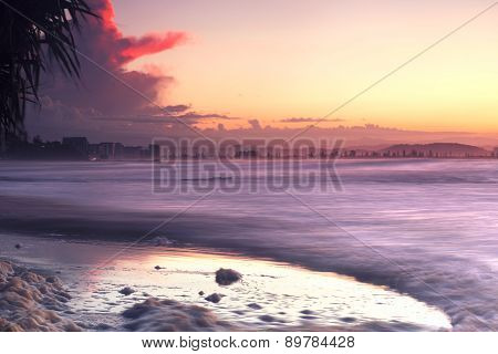 View of the Gold Coast over the ocean