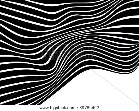 black and white mobious wave stripe optical design
