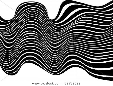 black and white mobious wave stripe optical design