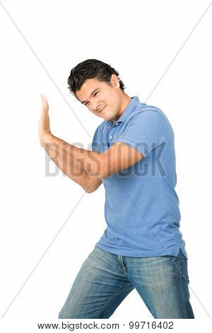 Man Driving Back Pushing Against Side Object