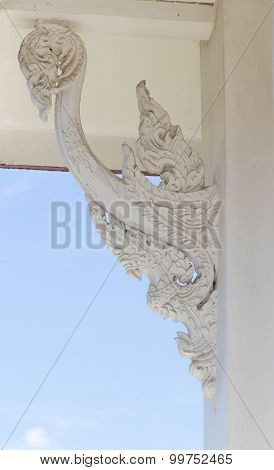 Thai Sculture Decorated On The Roof Or The Base Of Of Buddhist Temple Which Made Of Concrete Stone