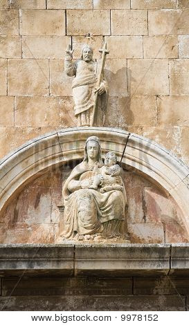 Madonna statue.
