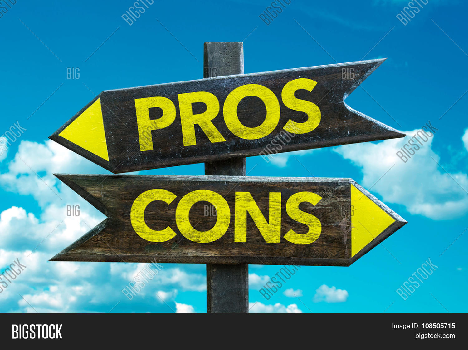 Pros Cons Signpost Sky Image & Photo (Free Trial) Bigstock