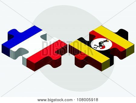 France And Uganda Flags