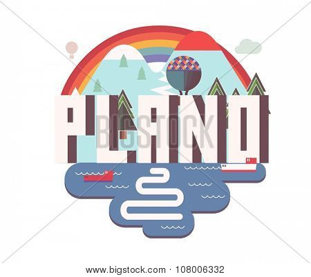 Plano Texas beautiful city to visit. vector cartoon
