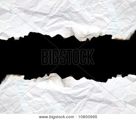 quemó el papel de borde con espacio para texto sobre fondo negro