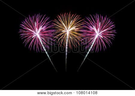Colorful Fireworks Over Dark Sky