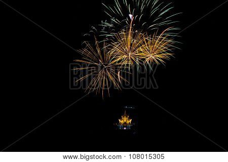 Colorful Fireworks Over Dark Sky