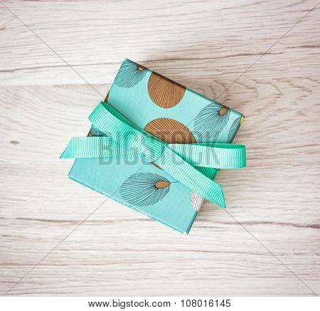 Painted Gift Box With Ribbon, Holiday Symbol