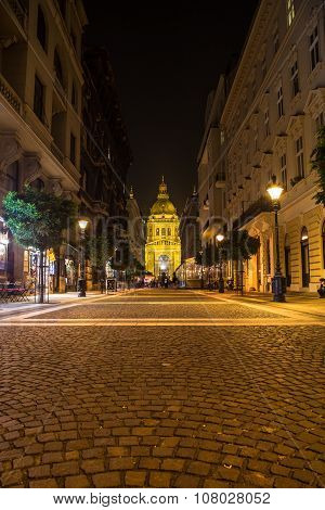 Zrinyi Street And St Stephens Basilica In Budapest