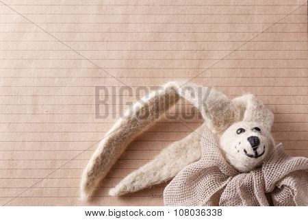 Felt Doll On Background With Space For You Message