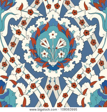 Traditional Arabic  ornament seamless. Floral Ornamental pattern. Iznik .Vector.  Background