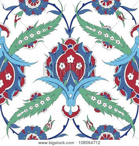 Traditional Arabic  ornament seamless. Floral Ornamental pattern. Iznik .Vector.  Background