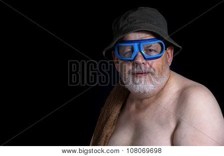 senior man getting ready to have a bath