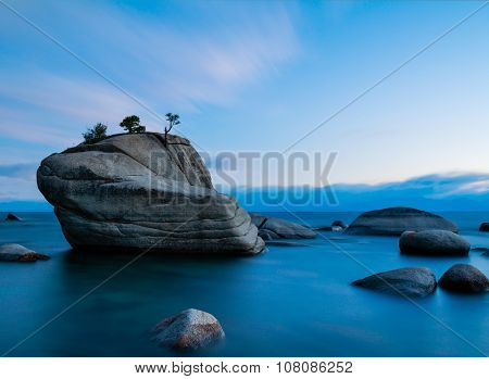Bonsai Rock, Lake Tahoe after sunset