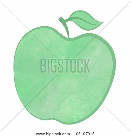 Watercolor Bio Apple Silhouette Isolated Flat Food