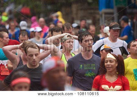 Winded Runners Recover After Finishing Atlanta Peachtree Road Race 10K