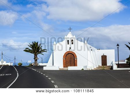 Spain Canary Islands Lanzarote Pretty Whitewashed Chapel