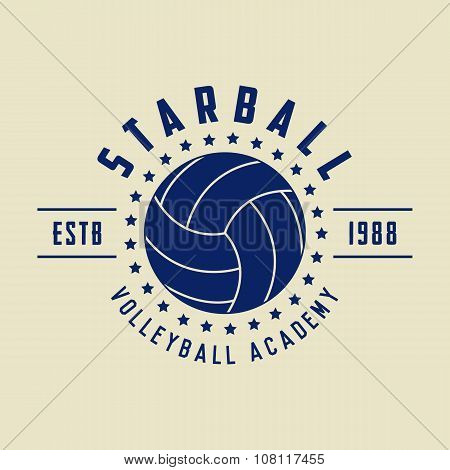 Vintage Volleyball Logo, Emblem, Badge, Label And Watermark With Ball In Retro Style.