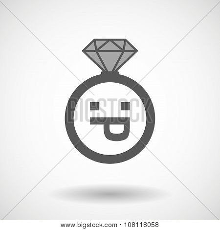 Isolated Vector Ring Icon With A Sticking Out Tongue Text Face
