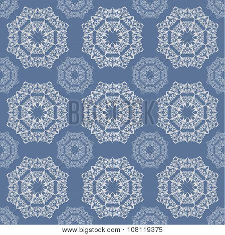 The lace pattern on blue background