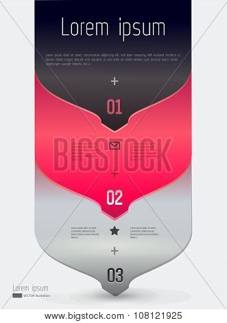 Three steps vector infographic illustration.