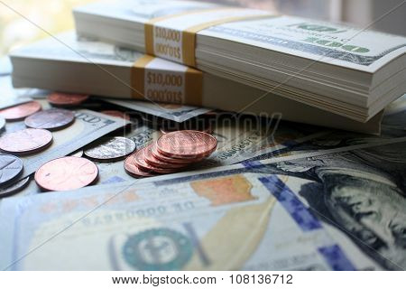 Pennies close up stock photo high quality