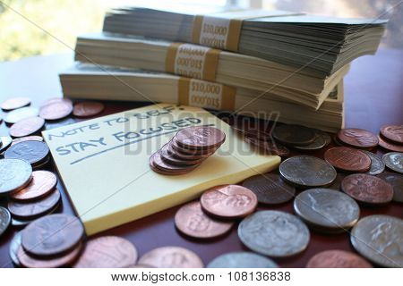 Pennies close up stock photo high quality