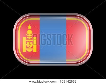 Mongolia Variant Flag. Rectangular Shape With Rounded Corners