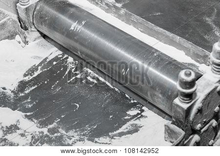 Close-up Of Metal Dough Sheeter