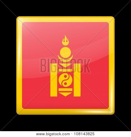 Mongolia Variant Flag. Glassy Icon Square Shape