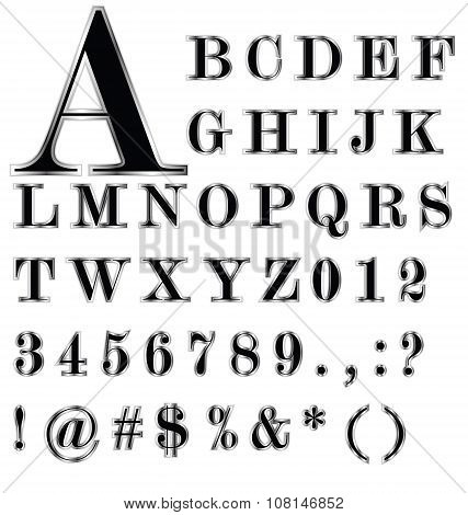 Black Alphabet And Silver Edge Set