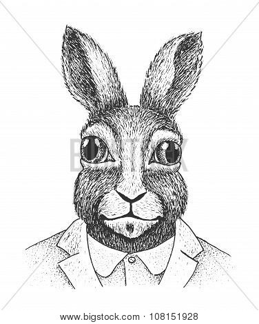 Rabbit Engraving Illustration