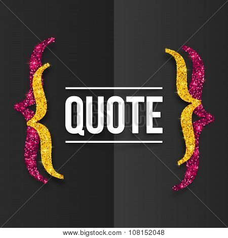 Pink and golden curly brackets with place for your text at black folded paper background