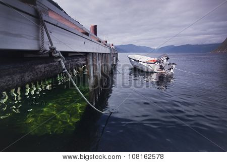 lonely boat near the shore