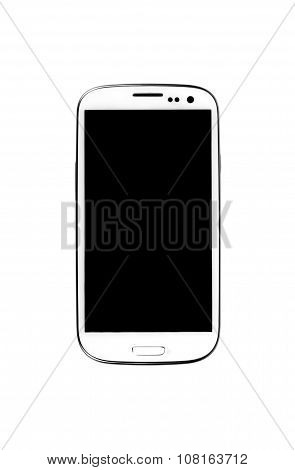 White smartphone isolated on white background.