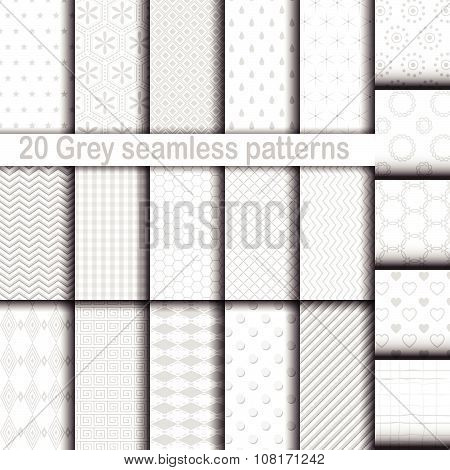 Set Of 20 Gray Seamless Patterns