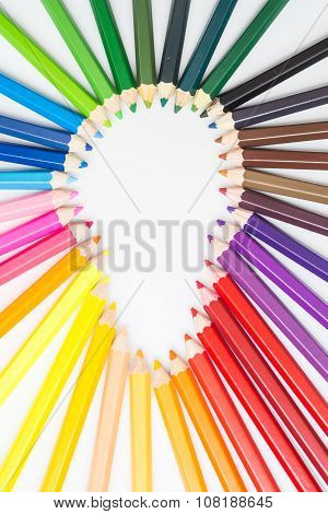 Colored Pencils Arrange In Light Bulb Shape