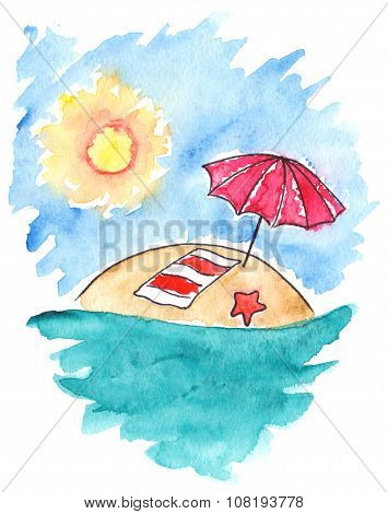 Summer sun beach sand sea ocean vacation isolated