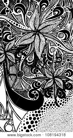 Black & white monochrome black white zentangle doodle pattern background