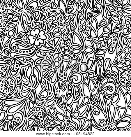 Doodle black and white monochrome vector background