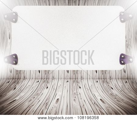 Old Curved Wooden Texture Emtry White Board For Text Background.