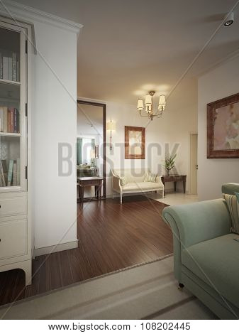 Hall With Entrance Hall In The Provencal Style.