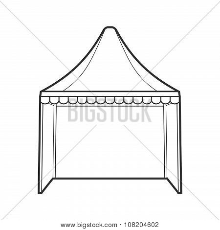 Outline Folding Tent Marquee Illustration.