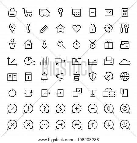 Icons set for web services. Thin lines. Black.