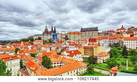 Church Saint Vitus, Ventseslaus And Adalbert And Area Lesser Town Of Prague. Czech Republic.